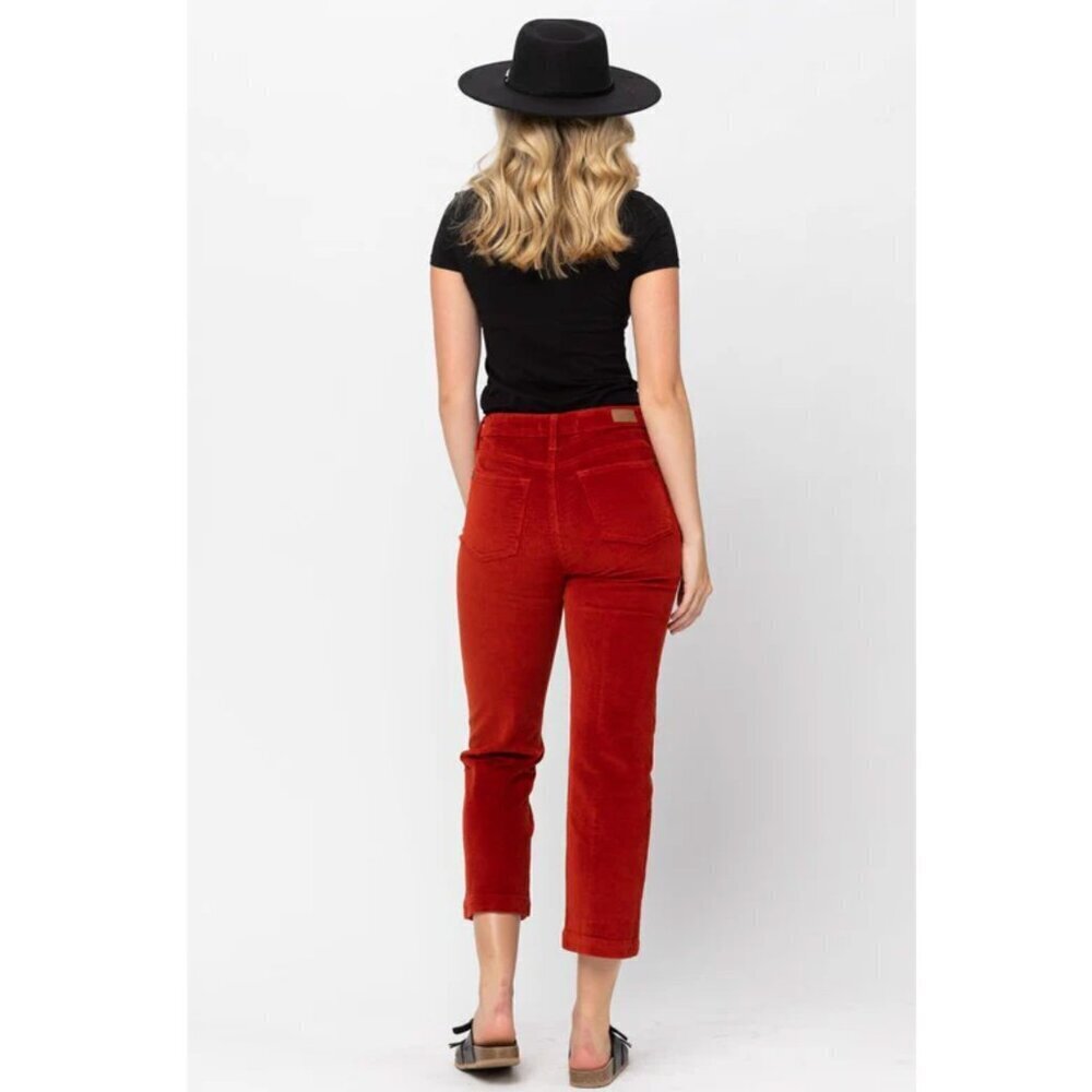 Judy Blue Slim Fit High Waist Rust Cotton Stretch Corduroy Jeans Size 29 - Picture 2 of 15